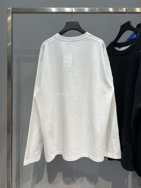 

women's t-shirt autumn and winter high version b simpsons print pullover round neck loose t-shirt long sleeve, White