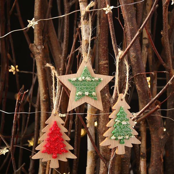 

christmas decorations wooden pendants small ornaments hanging dress up fashionable and stylish design