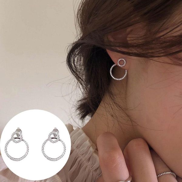 

stud women fashion hoop circle style earrings two wear method exaggeration earring ear decoration ornament jewellery accessories, Golden;silver
