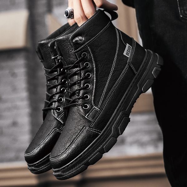 Botas de inverno barato para homens mulheres botas de neve preto preto cinza botas botas de neve escorregar em sapatos de bota lisa