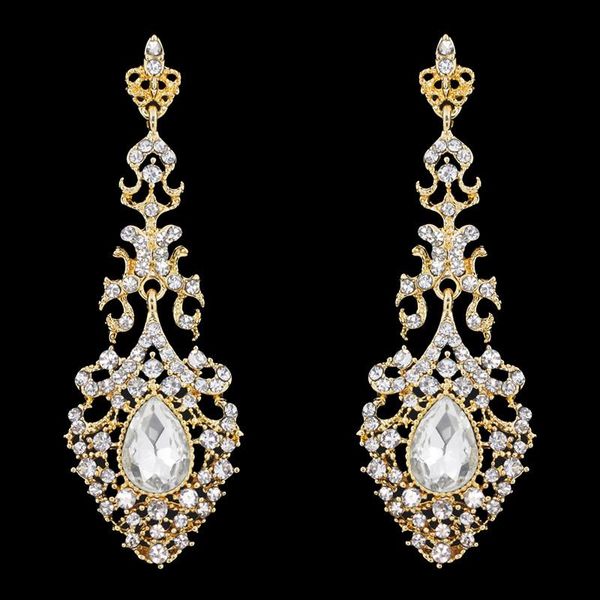 

flola big black earrings with stones filigree crystal black large earrings for women fashion jewelry oorbellen ersh64, Silver