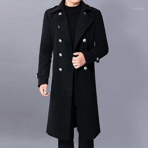 

mens trench coats man double breasted long coat men clothes slim fit overcoat long sleeve autumn winter fashion black1, Tan;black
