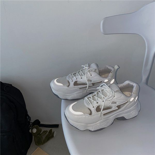 

2021 women trendy retro daddy shoes female wisdom white black sneakers winter pink plus velvet casual all match 36-40