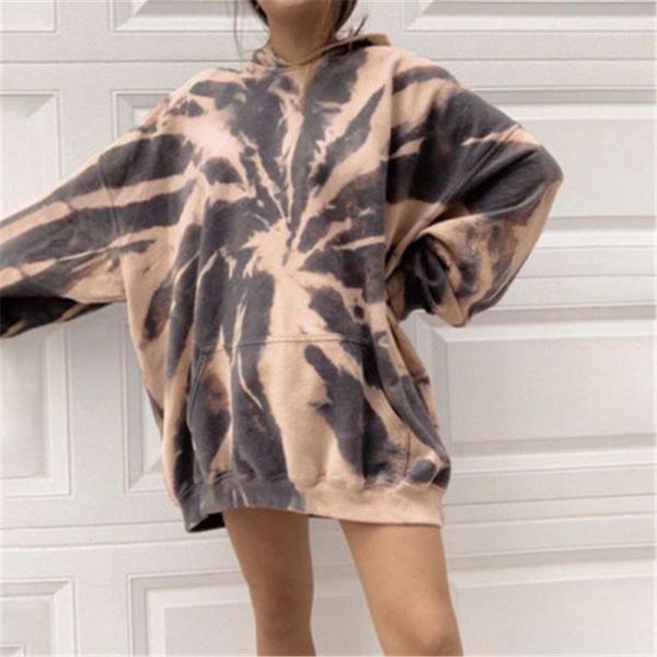 

дизайнер женский осень новый повседневный сыпучие толстовки женщины tie-краситель толстовки тенденции моды плюс размер с длинным рукавом кар, Black