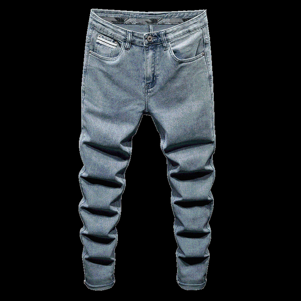 

voreloce comfortable cotton light blue men's fit straight jeans autumn winter brand clothing trend striped rivet youth slim jean