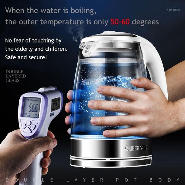 

electric kettle glass double wall cordless with blue led light, 1.7l kettle, fast water boiler, automatic shutoff1