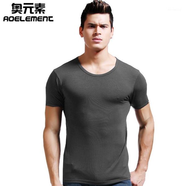 

men's underwear modal t-shirt short sleeve summer slim thin round neck skinny solid color man sports bottoming shirt1, Black;brown