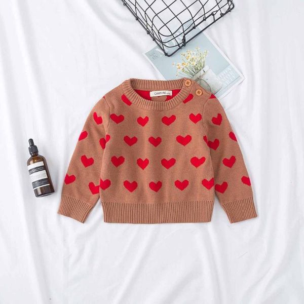 

pullover everweekend sweet kids girls love knitted crochet sweater candy beige brown color spring autumn fashion blouse, Blue