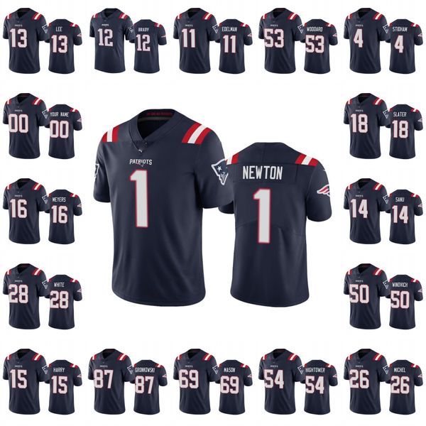 

new england patriots men #11 julian edelman 4 jarrett stidham 1 cam newton 12 tom brady custom women youth nfl football jersey, Black;red