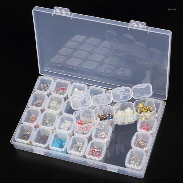 

sewing notions & tools 28 slots diamond painting kits plastic storage box nail art rhinestone beads case organizer holder kit1, Black