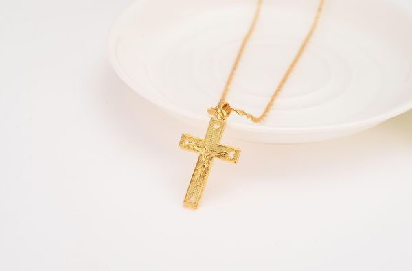 

k gold necklaces fashion crucifix pendant women wholesale 24 dress jesus gf jewelry men solid cross decoration wmtdd lottery2010, Silver