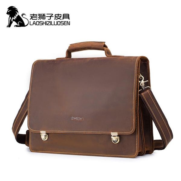 

briefcases laoshizi men's lapbag leather lawyer/office bags messenger crazy horse business