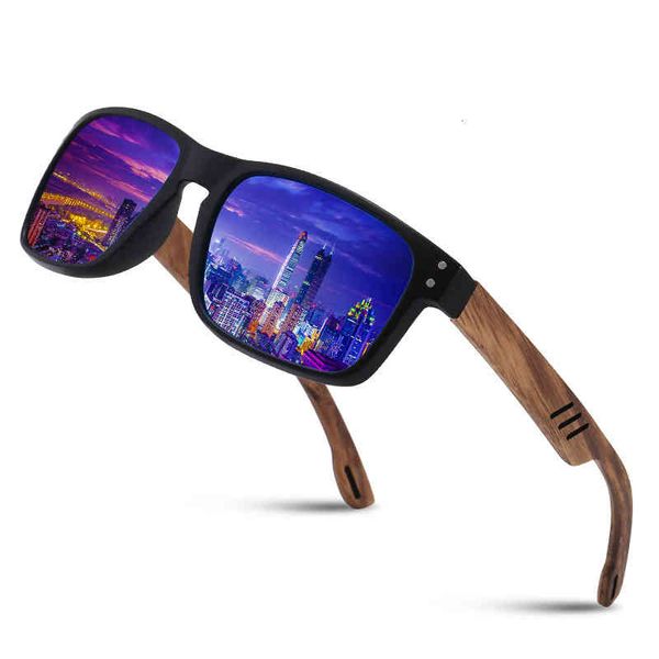 

sunglasses wood polarized 2021 square wooden glasses men's color film, White;black