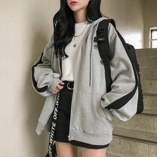 

oversized hoodies women casual long sleeve loose sweatshirts female harajuku street boyfriend style sweatshirt fleece clothes, Black