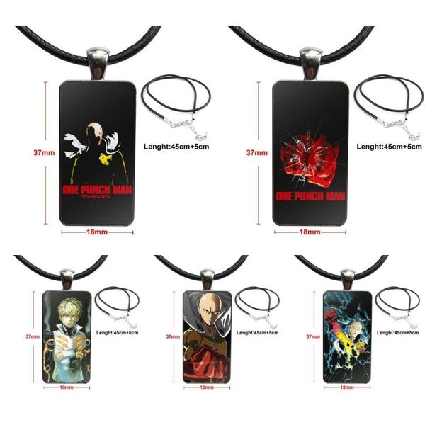 

pendant necklaces for wedding glass cabochon necklace rectangle fashion saitama one punch man, Silver