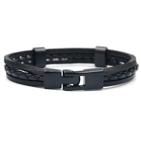 

junwei men's, black woven release buckle leather bracelet simple style multi-layer leather rope men's bracelet zi qylzvg