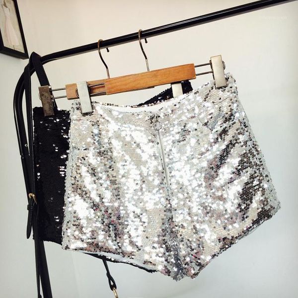 

women's shorts spring and summer casual sequined chic ladies hip black high waist straight tube bottoming women fashion streetwear 2021, White;black