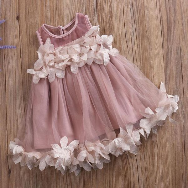 

girls prom dress baby lace floral princess dress children sleeveless tulle formal petal bridesmaid wedding gown carnival jlluoh