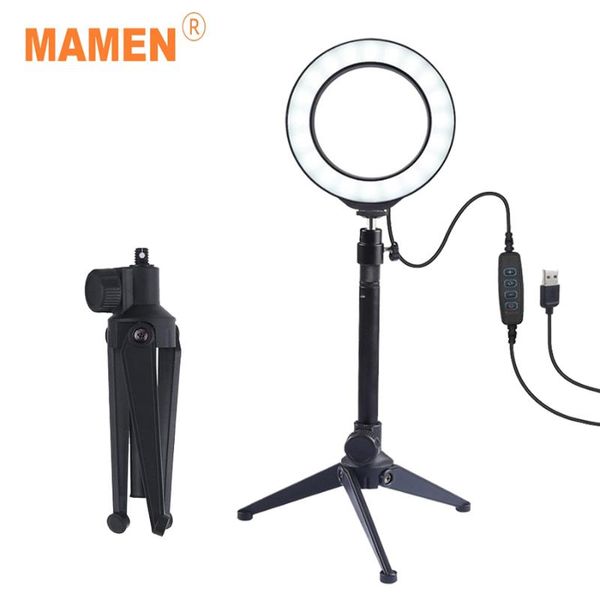 

flash heads mamen led ring light 16/20/26cm 3 color modes lamp with tripod for youtube makeup selfie po studio pography ringlight