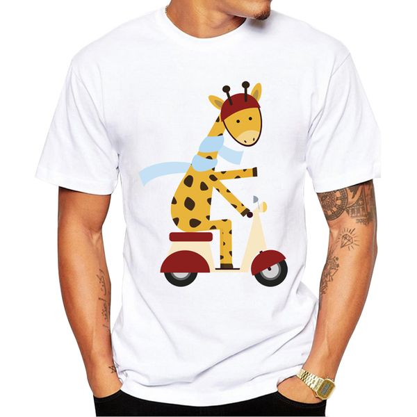 

2018 men fashion t shirt hipster printed tee shirts short sleeve giraffe on motor scooter t-shirt sport hooded sweatshirt hoodie