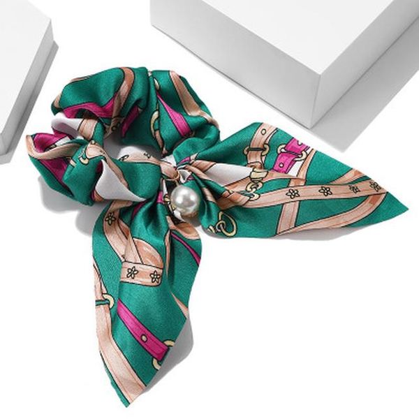 

new chiffon bowknot elastic hair band for women girls solid color scrunchies headband hair ties ponytail holder hair accessories sqcujr, Slivery;white