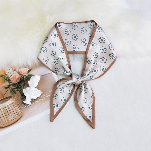 

watch strap print silk scarf women scarf bag ribbons head small long, Blue;gray