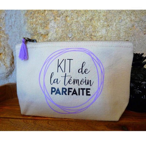 

custom wedding party kit with tassel, bridal shower canvas hangovers bag, witness makeup bag , thank you gift bridesmaid pouch1