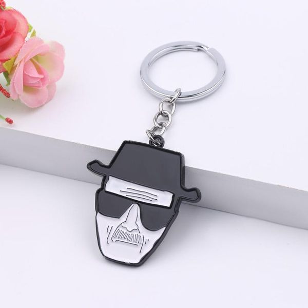 

breaking bad key holder walter white key chain tv pendant charm jewelry for men punk fashion uncle hat face keychain accessories1, Silver