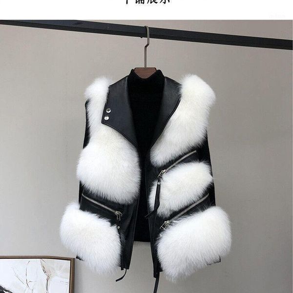 

women 2021 autumn winter new fashion sleeveless slim vest jackets coat female faux fur ladies warm outerwear waistcoat e2551, Black