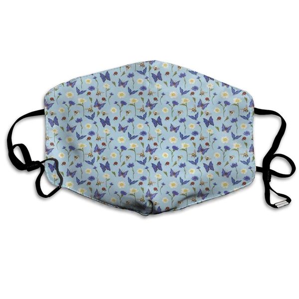 

fashion windproof mask facial decorations unisex,spring bees flying botany chamomiles butterflies revival pansy essence of nature