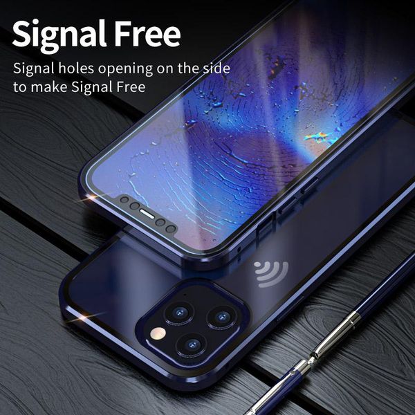 

magnetic adsorption metal case for iphone 12 11 pro xs max xr x se double sided glass magnet case for iphone 7 h sqcjgn
