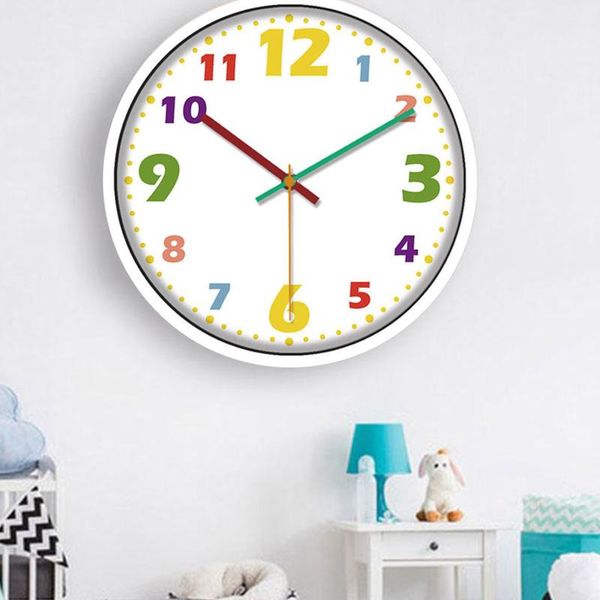 

kids children time teaching wall clock - 10 inch - colorful number easy to read