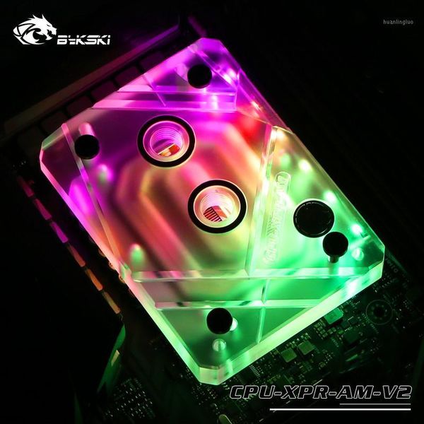 

fans & coolings bykski cpu water block rgb / d-rgb aura sync scrub cover + copper bottom for amd ryzen am4 am3 cpu-xpr-am-v21