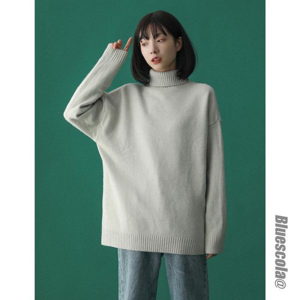 

2021 high-necked shirts large feminine dimensions solid long sleeves knitted or crocheted ladies from office released mesh late p8v2, White;black