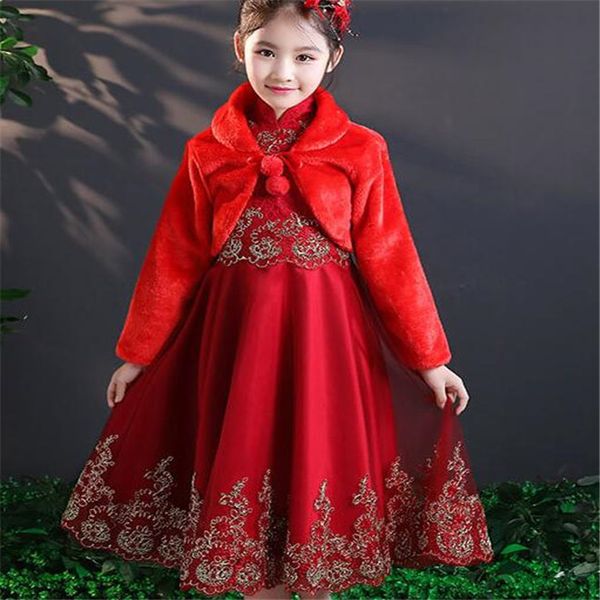 Herbst Winter Kinder Mädchen Prinzessin Verdicken Plüsch Jacke Crop Wraps Schal Blume Mädchen Lange Ärmel Bolero Warm Cape Hochzeit Geburtstag Party Mantel