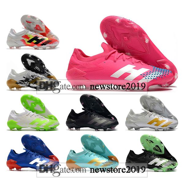

gift bag kids mens low ankle football boots predator mutator 20.1 fg firm ground cleats pogba predator mutator 20 outdoor soccer shoes, Black