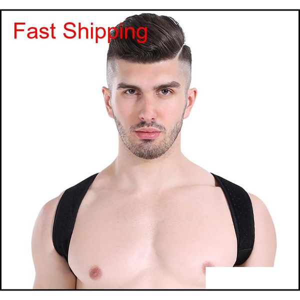 

back shoulder posture correction adjustable sports safety back support corset spine support belt posture corrector 2017 rgmre, Black;blue