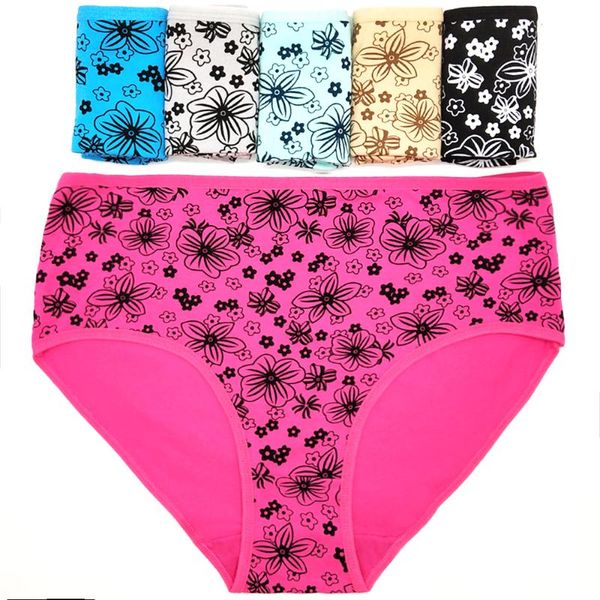 

wholesale europe america women's color clothing high-rise solid women plus size 2xl 3xl 4xl cotton briefs panties 89243, Black;pink