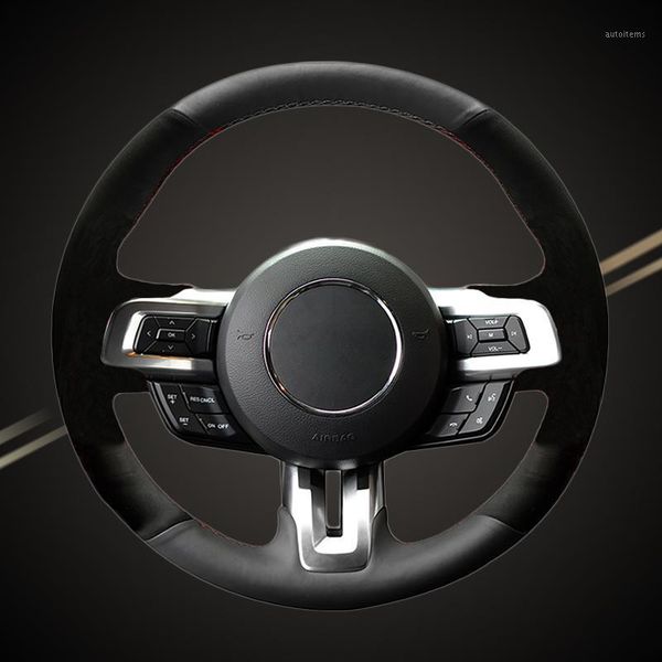 

car braid on the steering wheel cover for mustang 2015-2019 mustang gt 2015 2017 2018 2019 auto braiding covers car-styling1