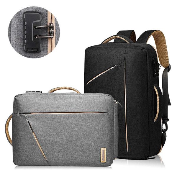

multifunction anti-theft business briefcase men waterproof travel lappassword lock back pack leisure patchwork hand bag b023