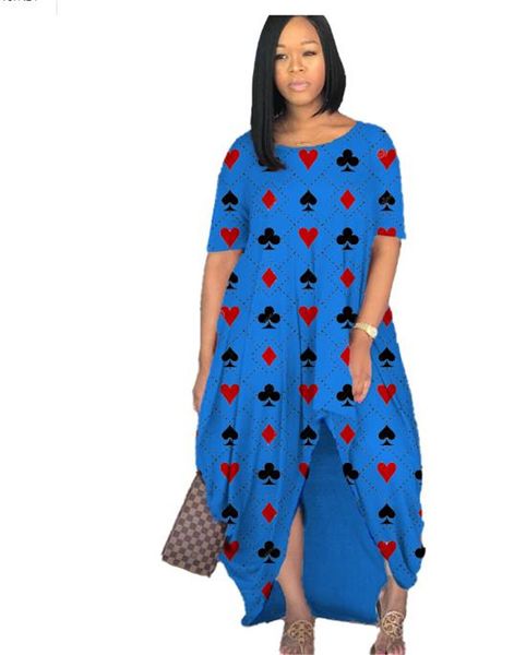 

loose printed womens casual dresses fashion hi-lo designer womens dresses summer crew neck short sleeve clothing, Black;gray