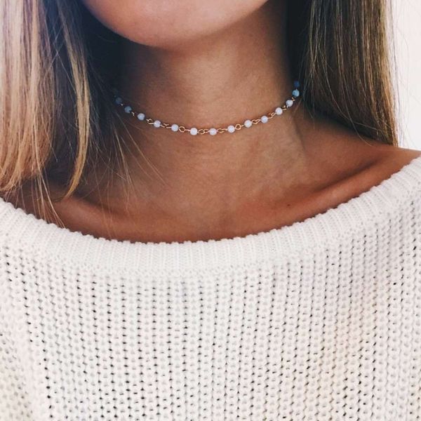 

protein p stone street fashion new personalized beads handmade necklace neckchain lady, Silver