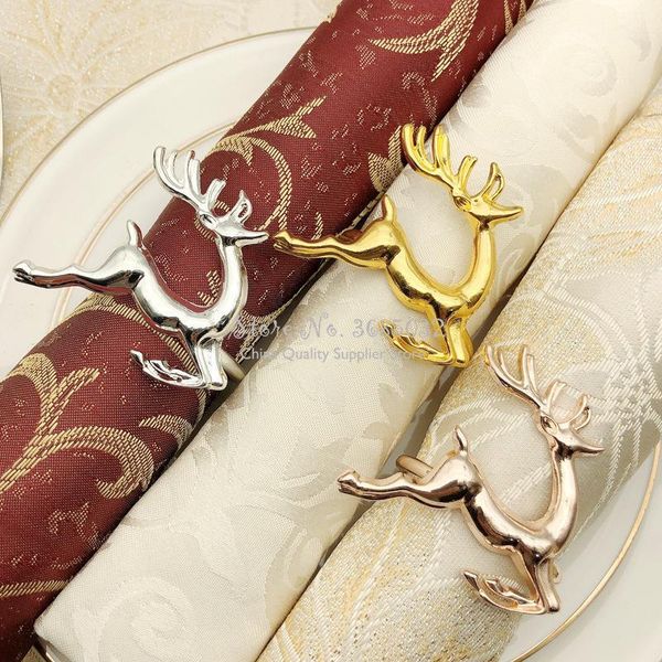 

napkin rings 12pcs/lot christmas deer silver gold alloy buckle el wedding party table decoration1