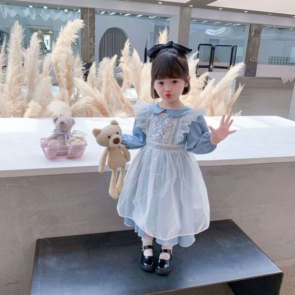 

2020 new autumn and ice snow girls' wonderland bubble sve princs drs children's gradient two piece set uz29, Red;yellow