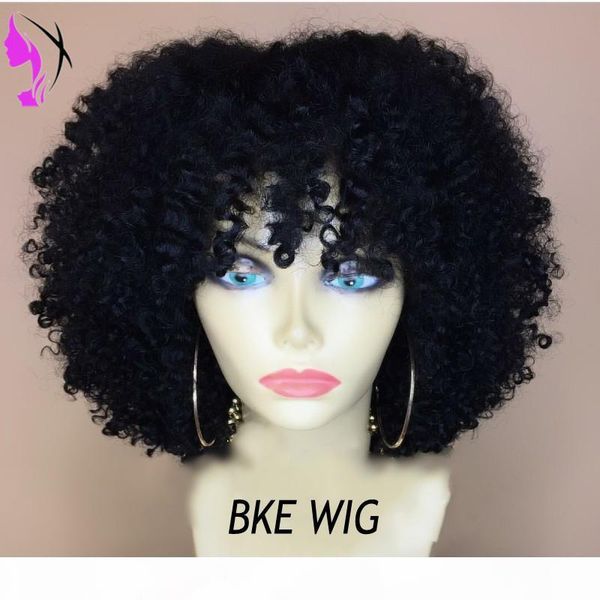 

black brown burgundy short afro kinky curly women wigs high density lace front synthetic hair wigs for africa americans