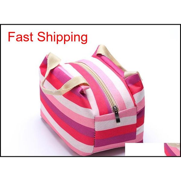 

waterproof lunch bags portable insulated food picnic tote thermal cooler lunch bags stripe picnic storage bag bent qyltuf sweet07