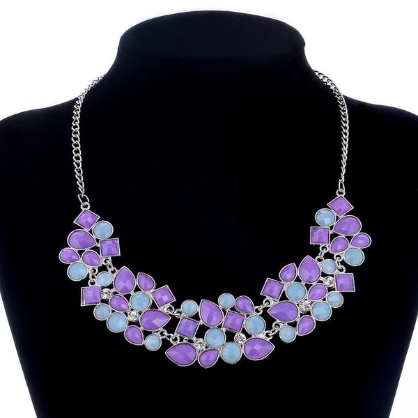 

chokers women synthetic gemstone pendant&necklace multi colors statement necklace collares sale collier, Golden;silver