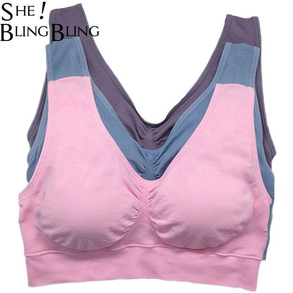 SheBlingBling 3 unids / set Mujeres Sujetadores sin costuras Push Up Fitness Lencería Ropa interior Correr Deporte Transpirable Acolchado Bras Plus Tamaño 201202