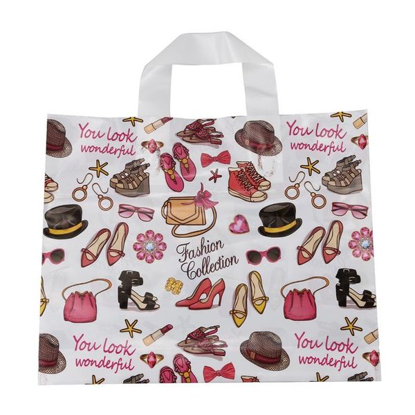 

50pcs gift bags plastic shopping bags clothing package party supply christmas new year gift