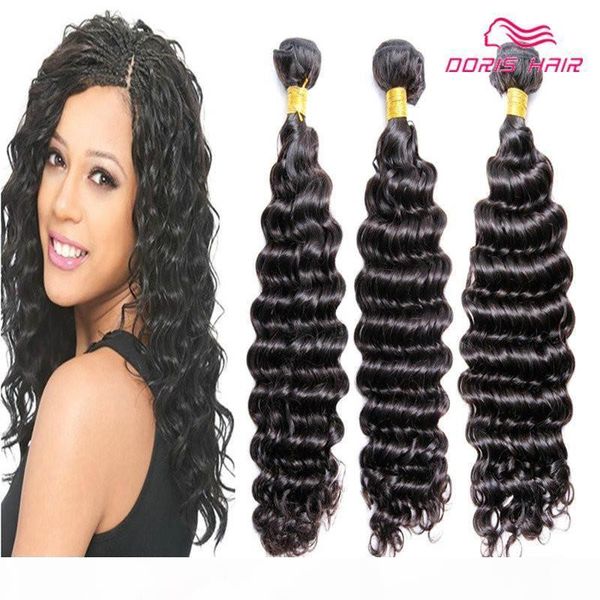 

dhl ups 8a deep wave human hair weaving brazilian peruvian indian virgin remy hair bundles weft extension products, Black